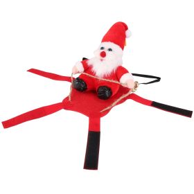 Costume Red for Dog Riding Santa Claus with Bell Clothes New Year Outfit Dress Up (size: M)