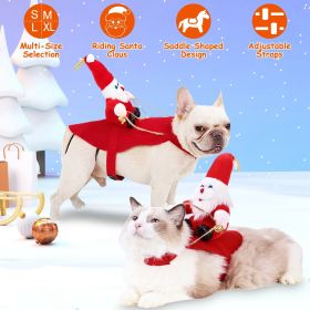 Costume Red for Dog Riding Santa Claus with Bell Clothes New Year Outfit Dress Up (size: XL)