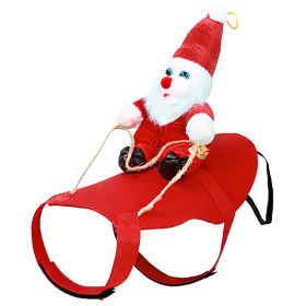 Costume Red for Dog Riding Santa Claus with Bell Clothes New Year Outfit Dress Up (size: L)
