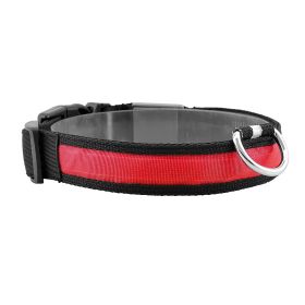 LED Dog Collar Rechargeable Safety Collar Night Safety Flashing Light up Collar (Color: Red)