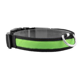 LED Dog Collar Rechargeable Safety Collar Night Safety Flashing Light up Collar (Color: Green)
