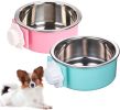 Crate Dog Bowl; Removable Stainless Steel Hanging Pet Cage Bowl Food & Water